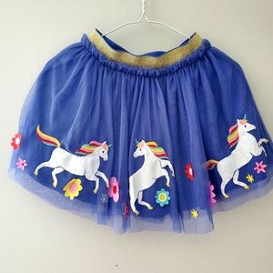 Mini Boden Blue Tulle Skirt with Unicorns